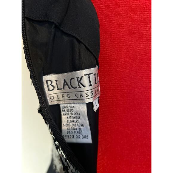 Oleg Cassini Women's Size 2 Black Tie Sequin Glam Party Dress Evening Cocktail - Picture 6 of 6